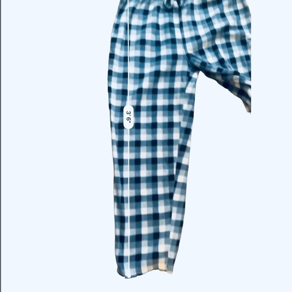 Club Room fleece pajama pants plaid elastic adjustable strap blue white Men L - Picture 3 of 11